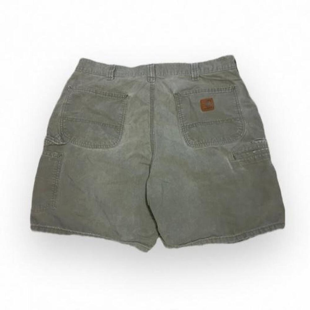 VTG 00s Carhartt B144 HTG MOS Green Carpenter Jorts Work Shorts us sz 34x7